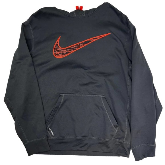 Nike Hoodie Grey And Orange Dike Orange Box Logo Hoodie (Grey